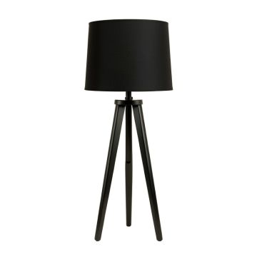 Lake Bridge Floor Lamp With A Plain Fabric Shade - Black