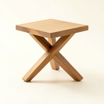 Animals Solid Wood Top Cross Legs End Table (synthetic illustration; no displayed measurements)