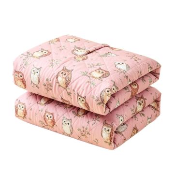 Cozy Line Home Fashions Home Sweet Pink Owl Print Reversible Quilt Set