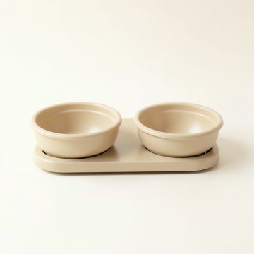 Vale Crest Pet Feeding Stand With Two Plain Empty Bowls - Beige (synthetic illustration; no displayed measurements)