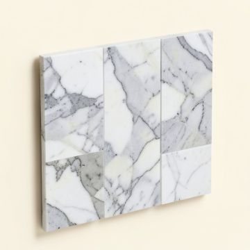 Linear Polished Random Sized Marble Mosaic Tile In White (synthetic illustration; no displayed measurements)