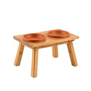 Cliff Bridge Pet Feeding Stand With Two Plain Empty Bowls - Terracotta