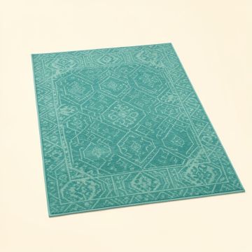 Delray Geometric Teal Outdoor Area Rug (synthetic illustration; no displayed measurements)