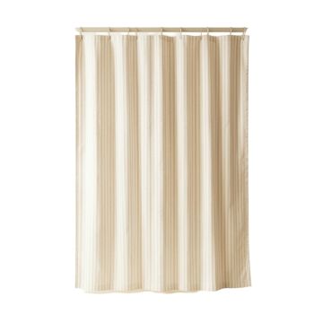 Juniper Branch Shower Curtain Hanging Flat From A Plain Rod - Cream