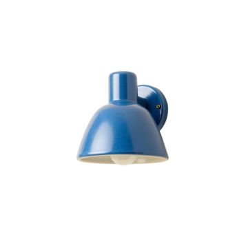 Sage Arc Wall Sconce Mounted On A Plain Wall - Blue