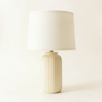 Oak Canyon Table Lamp With A Plain Fabric Shade - Ivory (synthetic illustration; no displayed measurements)