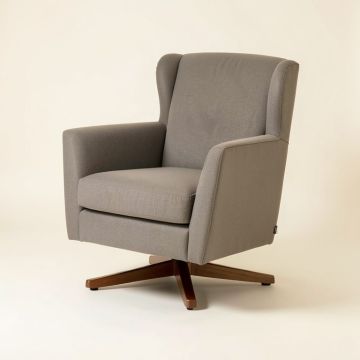 Hemsley 29.5 '' Wide Polyester Swivel Wingback Chair (synthetic illustration; no displayed measurements)