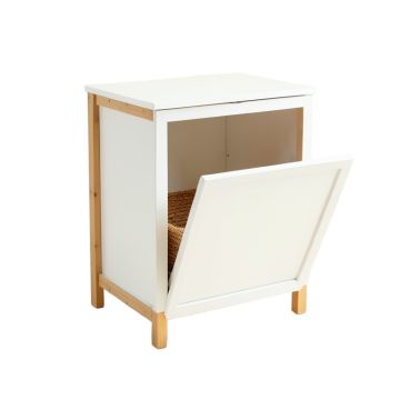 Maple Bend Freestanding Pull-Out Hamper Cabinet - White