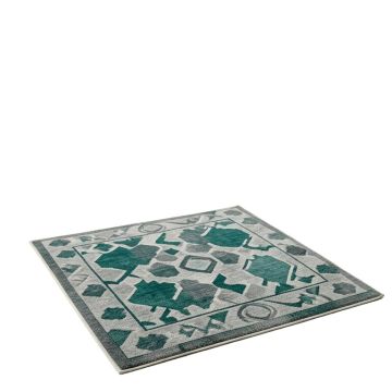 Naila Geometric Gray/Teal Indoor / Outdoor Area Rug