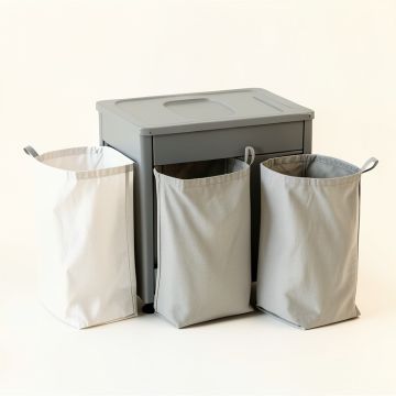 Stone Bend Laundry Sorting Station With Plain Removable Bags - Gray (synthetic illustration; no displayed measurements)