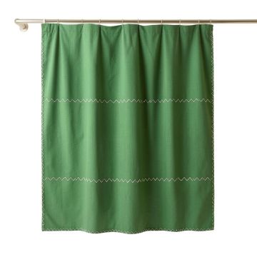 Elm Dale Shower Curtain Hanging Flat From A Plain Rod - Green