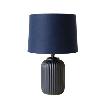 Summit Canyon Table Lamp With A Plain Fabric Shade - Navy