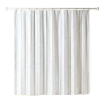 Glen Bridge Shower Curtain Hanging Flat From A Plain Rod - White