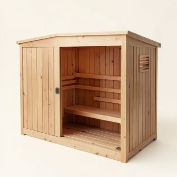Newport Cedar 4 Person Sauna (synthetic illustration; no displayed measurements)