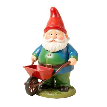 Kinslee Gnome With Wheel Barrow Solar Statue
