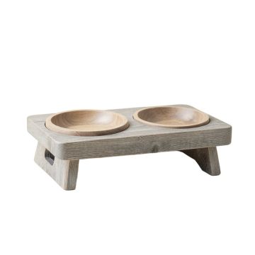 Spruce Canyon Pet Feeding Stand With Two Plain Empty Bowls - Gray