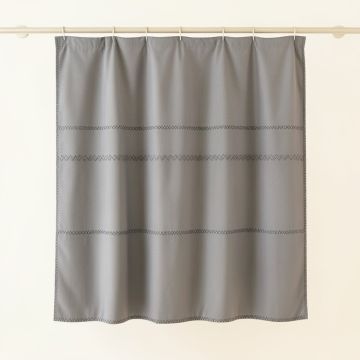 Spruce Edge Shower Curtain Hanging Flat From A Plain Rod - Gray (synthetic illustration; no displayed measurements)