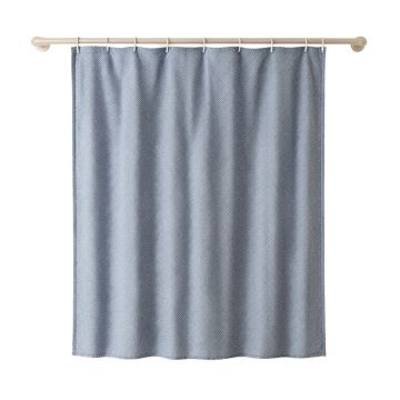 River Branch Shower Curtain Hanging Flat From A Plain Rod - Blue