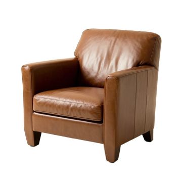 Leather Arm Chair In Cognac (synthetic illustration; no displayed measurements)