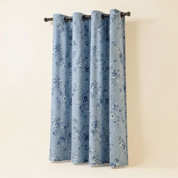 Modern Bloom Floral Semi-Sheer Grommet Single Curtain Panel (synthetic illustration; no displayed measurements)