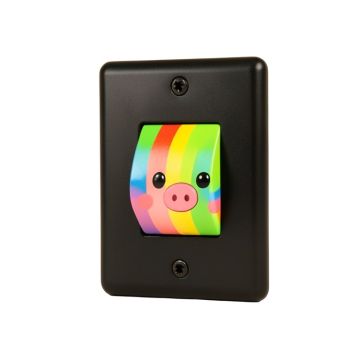 Rainbow Pig Cartoon Cute Pigs Cartoony Anime Style On Black 1-Gang Toggle Light Switch Wall Plate