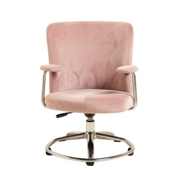 Modern Velvet Office Chair , Armchair Pink Desk Chair , Ajustable Height 360 Revolving Chair