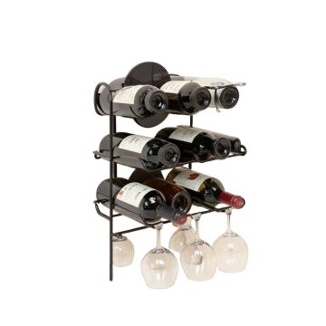 Orla 9 Bottle Wall Mounted Wine Bottle And Glass Rack