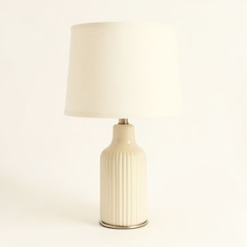 Cliff Crest Table Lamp With A Plain Fabric Shade - Ivory (synthetic illustration; no displayed measurements)