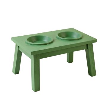 Harbor Branch Pet Feeding Stand With Two Plain Empty Bowls - Green