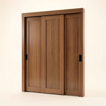 Indoor Studio Paneled Wood And Pvc/Vinyl Sliding Closet Doors (synthetic illustration; no displayed measurements)