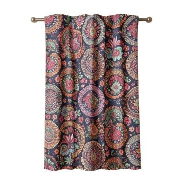 Grigoriy Unicorn Unicorn Profile Made With Ethnic Circular And Flower Boho Motif Graphic Print & Text Semi-Sheer Rod Pocket Curtain Panel