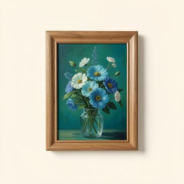 Flowers In Unity Teal By David Bromstad - Picture Frame Painting Print On Plastic (synthetic illustration; no displayed measurements)