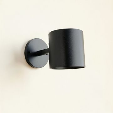 Oak Arc Wall Sconce Mounted On A Plain Wall - Black (synthetic illustration; no displayed measurements)