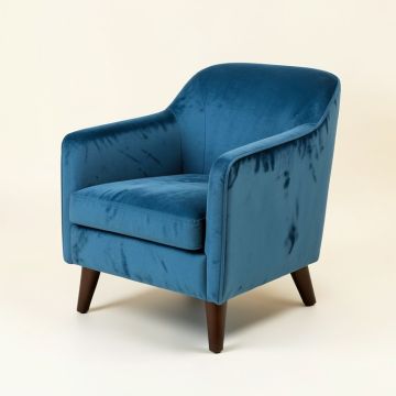 Haakenson Velvet Arm Chair In Blue (synthetic illustration; no displayed measurements)