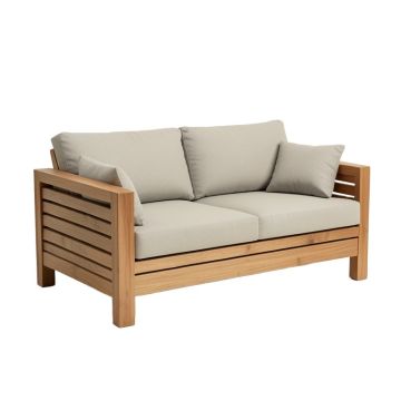 Gilus 90 '' Wide Outdoor Teak Patio Sofa With Cushions (synthetic illustration; no displayed measurements)