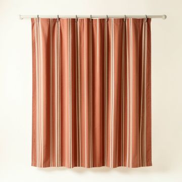 Stone Arc Shower Curtain Hanging Flat From A Plain Rod - Terracotta (synthetic illustration; no displayed measurements)
