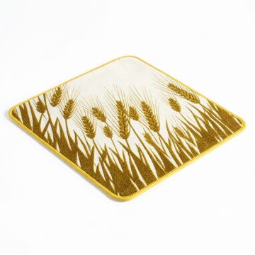 Growing Rye Field Silhouettes Of Wheat Ears Whole Grain Natural Earth Yellow White Kitchen Mat (synthetic illustration; no displayed measurements)