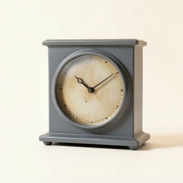 Industrial Vintage Tabletop Clock (synthetic illustration; no displayed measurements)