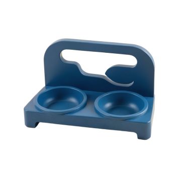 Hazel Edge Pet Feeding Stand With Two Plain Empty Bowls - Blue