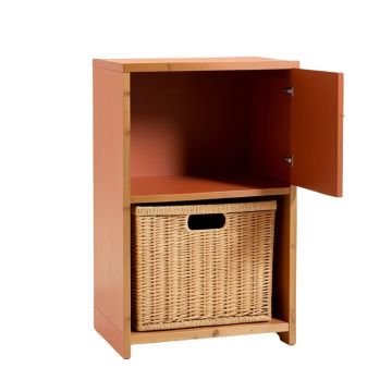 Oak Bridge Freestanding Pull-Out Hamper Cabinet - Terracotta