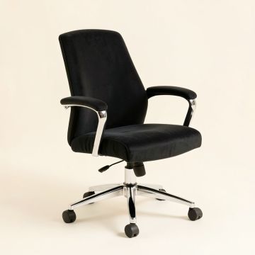 M64 Flock Office Chair , In Velvet In , Chrome (synthetic illustration; no displayed measurements)