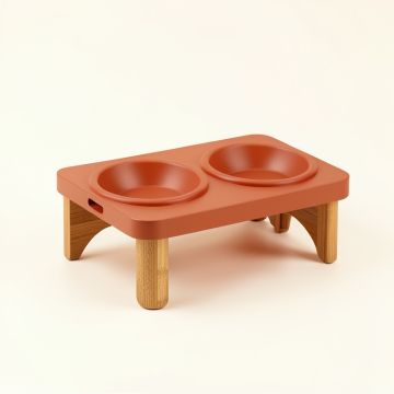 Summit Bridge Pet Feeding Stand With Two Plain Empty Bowls - Terracotta (synthetic illustration; no displayed measurements)