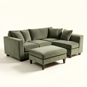 Adamsville 103 '' Wide Left Hand Facing Sofa & Chaise With Ottoman (synthetic illustration; no displayed measurements)