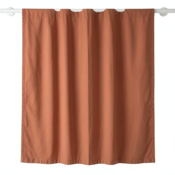 Cedar Crossing Shower Curtain Hanging Flat From A Plain Rod - Terracotta (synthetic illustration; no displayed measurements)