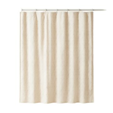 Dune Bridge Shower Curtain Hanging Flat From A Plain Rod - Ivory