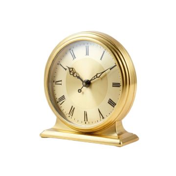 Analog Metal Mechanical Tabletop Clock In Gold
