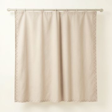 Cedar Dale Shower Curtain Hanging Flat From A Plain Rod - Beige (synthetic illustration; no displayed measurements)