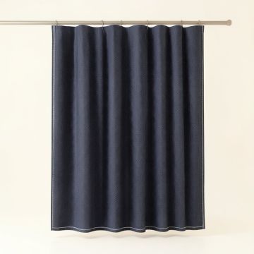 Clay Canyon Shower Curtain Hanging Flat From A Plain Rod - Navy (synthetic illustration; no displayed measurements)