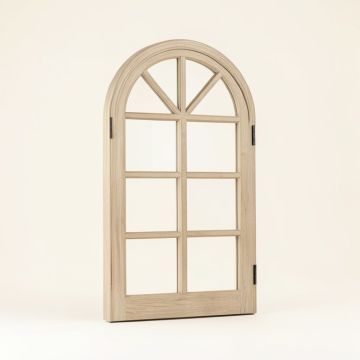 Farmhouse Wood And Metal Arched Window Door Wall Decor (synthetic illustration; no displayed measurements)