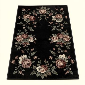 Brandt Floral Black Area Rug (synthetic illustration; no displayed measurements)